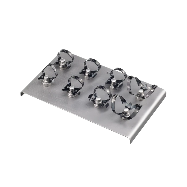 129-S08-TN - комплект из 8 креплений для наложения резиновой завесы Раббер Дам Медента (TiAlN)  | Medenta Instruments Co. (Пакистан)